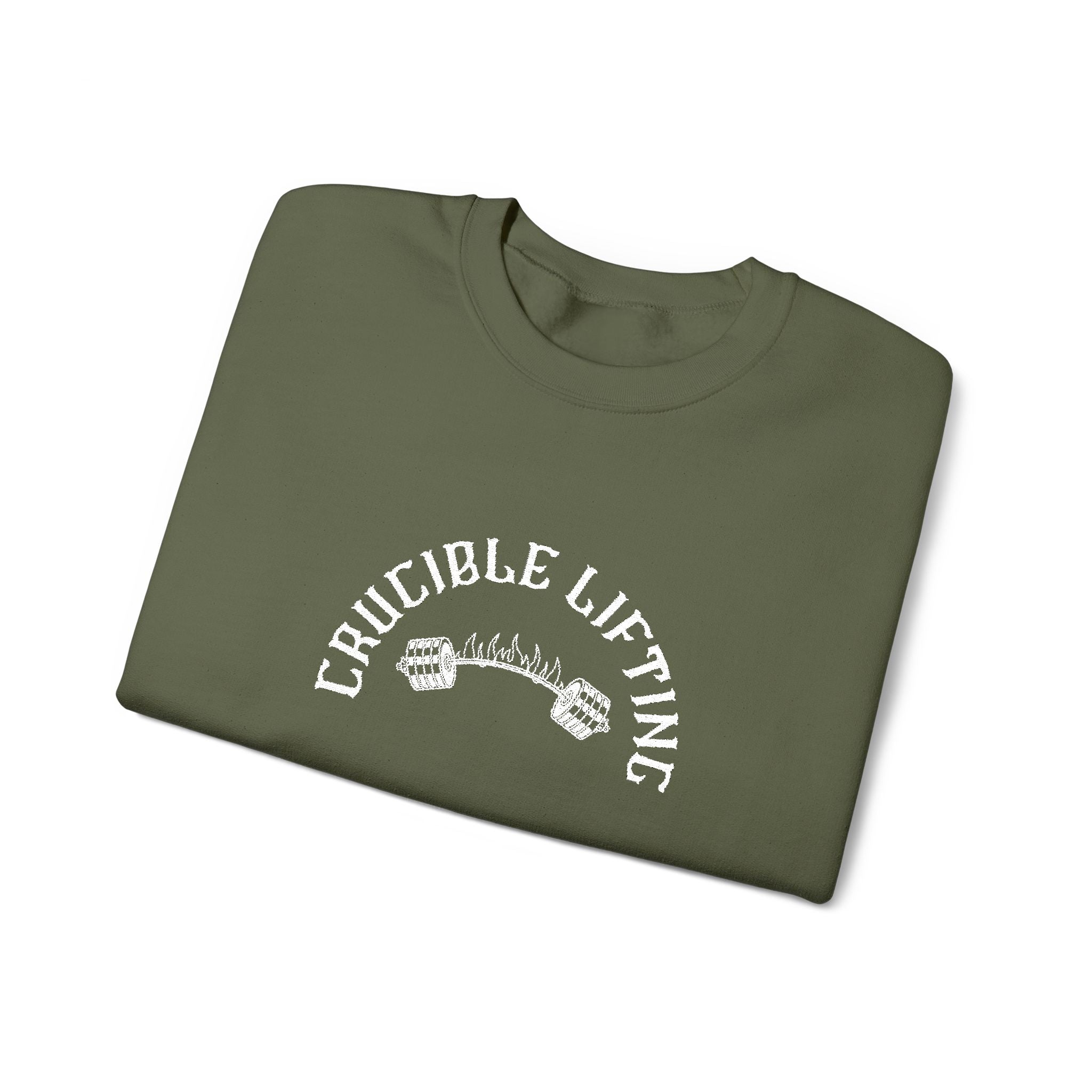 Crucible Lifting Crewneck Sweatshirt — Weightlifting Gym Pullover (Embrodiered)